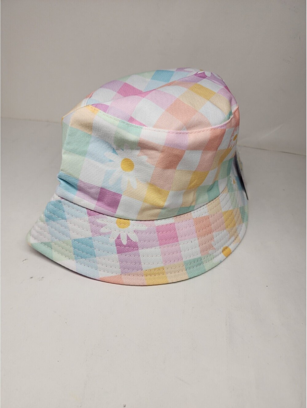 Rainbow Checkered Daisy Flower Bucket Gardening Hat Fishing Outdoors
